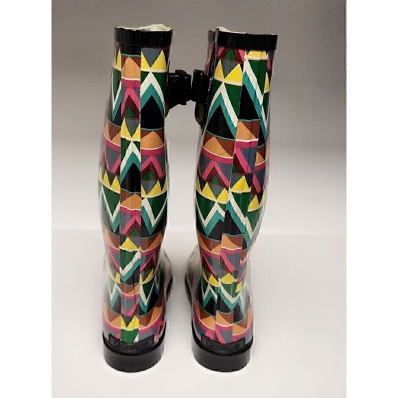 Corkys Shoes Women's Sunshine Multi Color Chevron Print Rain Boots Size 10 - Picture 5 of 12